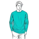 bright teal long-sleeved t-shirt image